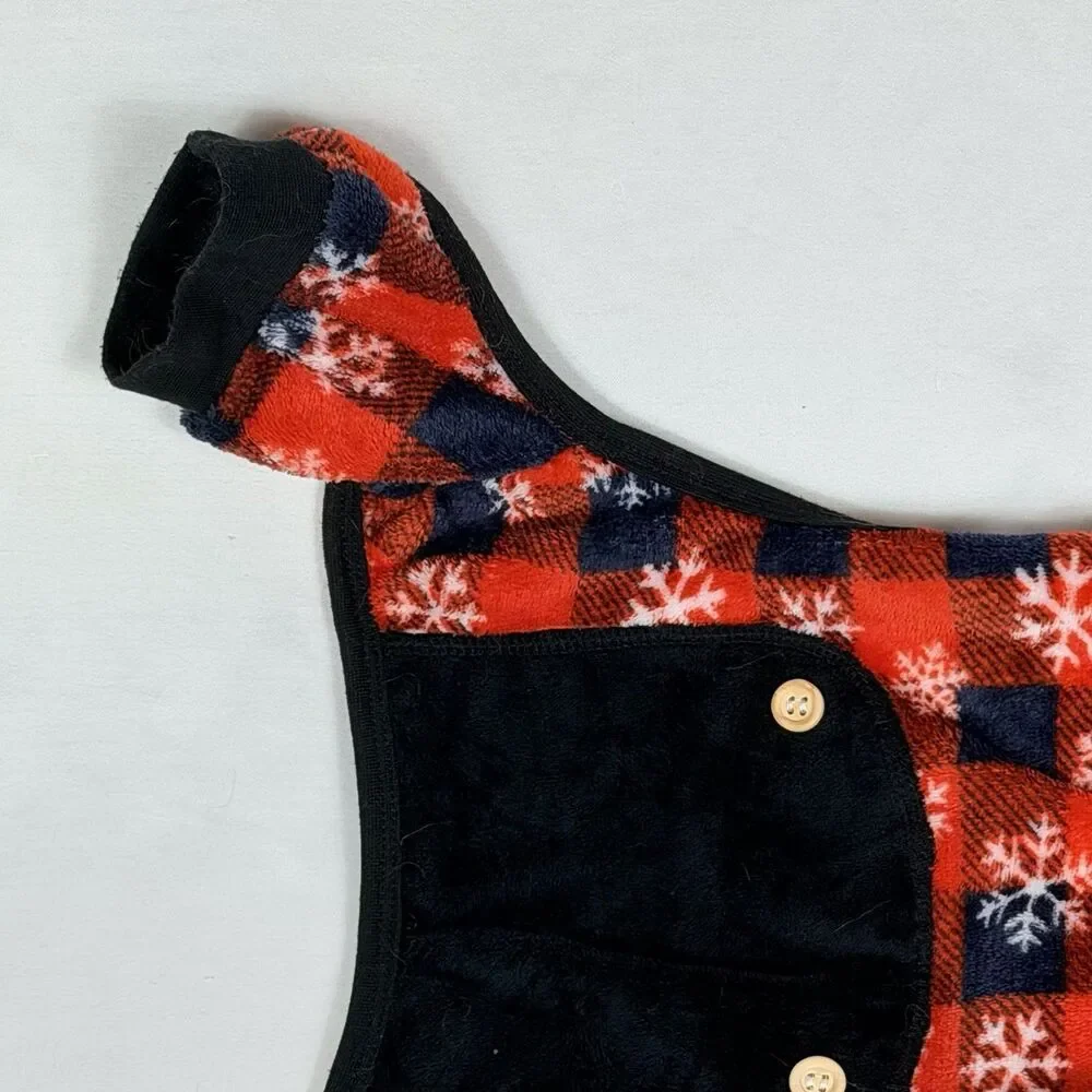 Holiday Pet Dog PJ’s Pajamas Soft XL  Red Black White Snowflakes